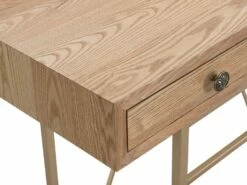 Bureau Console Avec 3 Tiroirs - MDF Et Métal - Naturel Et Doré - DEYAM -DECO Ventes meuble bureau 14023435