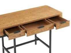 Bureau Avec 3 Tiroirs - MDF Et Métal - Naturel Et Noir - LISELA -DECO Ventes meuble bureau 14023457