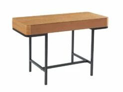 Bureau Avec 3 Tiroirs - MDF Et Métal - Naturel Et Noir - LISELA -DECO Ventes meuble bureau 14023459