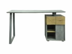 Bureau 1 Porte 1 Tiroir - Decor Bois Blanc Et Gris - L 140 X P 60 X H 75 - COLOGNE