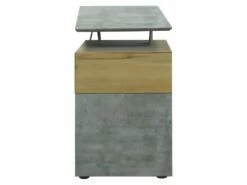 Bureau 1 Porte 1 Tiroir - Decor Bois Blanc Et Gris - L 140 X P 60 X H 75 - COLOGNE -DECO Ventes meuble bureau 14110397