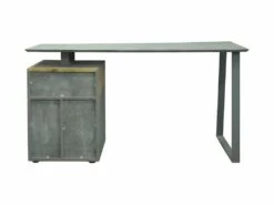 Bureau 1 Porte 1 Tiroir - Decor Bois Blanc Et Gris - L 140 X P 60 X H 75 - COLOGNE -DECO Ventes meuble bureau 14110399