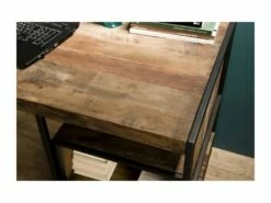 ALIDA - Bureau Marron 1 Niche Et 1 Tablette Teck Recyclé Acacia Mahogany Recyclé Et Métal Noir -DECO Ventes meuble bureau 14659661