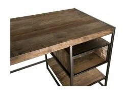 ALIDA - Bureau Marron 1 Niche Et 1 Tablette Teck Recyclé Acacia Mahogany Recyclé Et Métal Noir -DECO Ventes meuble bureau 14659663