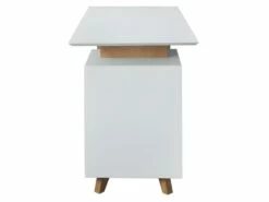 Bureau 1 Porte 1 Tiroir - Décor Bois Et Blanc - L 140 X P 76 X H 60 - HAMBOURG -DECO Ventes meuble bureau 15910223