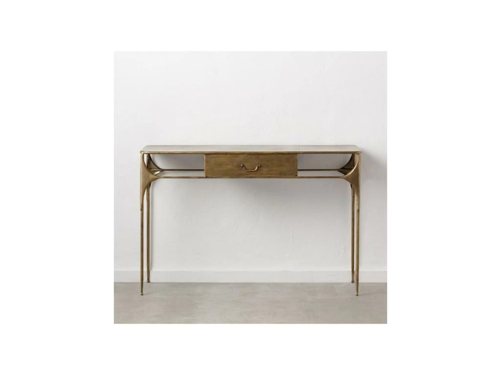 Bureau 1 Tiroir Métal Or Vieilli - ELUTAN 4 Bureau 1 Tiroir Métal Or Vieilli - ELUTAN – Image 2