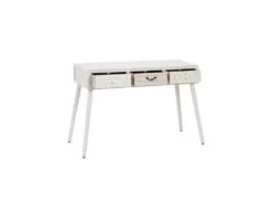 Bureau 3 Tiroirs Bois Clair/Blanc - LINO -DECO Ventes meuble bureau 17636305