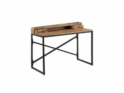 Bureau 2 Tiroirs 1 Niche Bois De Manguier/Métal - LEKNU -DECO Ventes meuble bureau 17789071