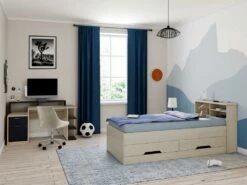 Bureau Avec Rangements ZACHARIE - Coloris : Chêne Et Noir -DECO Ventes meuble bureau 18812643