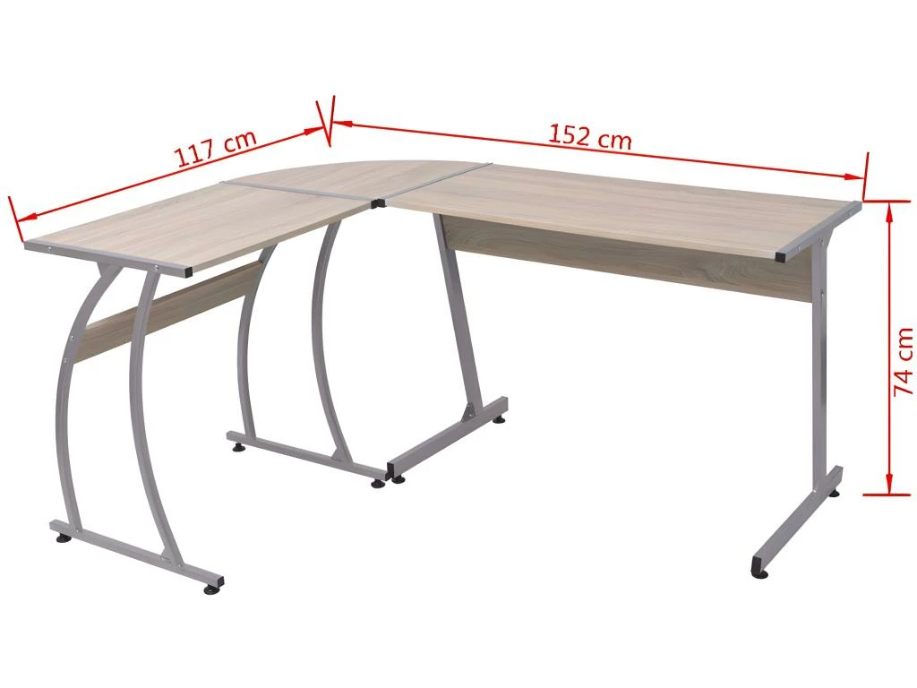 Bureau Table Meuble Travail Informatique Coin En Forme De L Chêne 0502063 6 Bureau Table Meuble Travail Informatique Coin En Forme De L Chêne 0502063 – Image 4