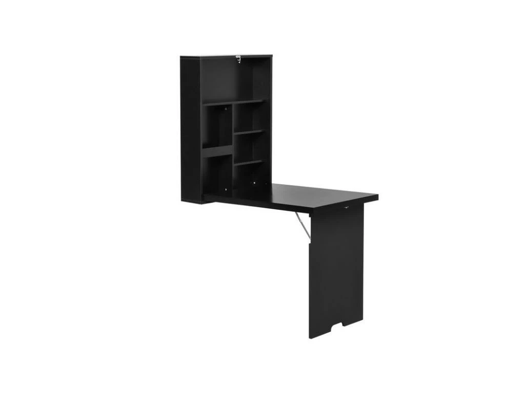 Bureau Pliable étagère LENNY Noir 3 Bureau Pliable étagère LENNY Noir