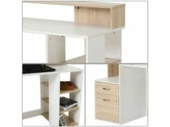 Bureau Informatique Ase Hêtre Blanc -DECO Ventes meuble bureau 19170013