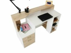 Bureau Informatique Ase Hêtre Blanc -DECO Ventes meuble bureau 19170017