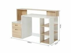 Bureau Informatique Ase Hêtre Blanc -DECO Ventes meuble bureau 19170019