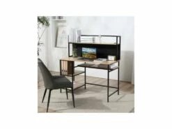 Bureau Informatique Avec étagères SOHO Noir Et Bois -DECO Ventes meuble bureau 19170199