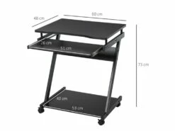 Bureau Informarique Roulant ZOLA Noir -DECO Ventes meuble bureau 19170215