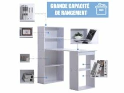 Bureau Multi-rangement Elina Blanc -DECO Ventes meuble bureau 19170539