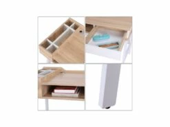 Bureau Informatique OSLO Blanc Et Bois -DECO Ventes meuble bureau 19170561