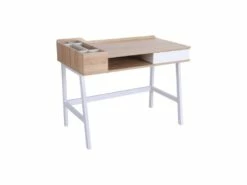 Bureau Informatique OSLO Blanc Et Bois -DECO Ventes meuble bureau 19170567