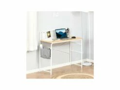 Bureau Informatique LILIA Blanc Et Bois Clair -DECO Ventes meuble bureau 19170659