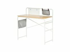 Bureau Informatique LILIA Blanc Et Bois Clair -DECO Ventes meuble bureau 19170663