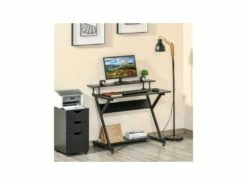 Bureau Informatique Gamer CONNOR Noir -DECO Ventes meuble bureau 19171207