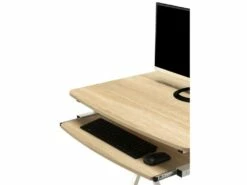 Petit Bureau Informatique - Roulant - Blanc/aspect Bois De Chêne -DECO Ventes meuble bureau 19171483