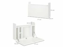 Bureau Mural Multi-rangement Pliable CLOVIS Blanc -DECO Ventes meuble bureau 19192761