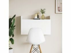Bureau Mural Multi-rangement Pliable CLOVIS Blanc -DECO Ventes meuble bureau 19192763