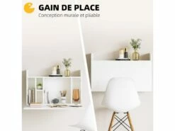 Bureau Mural Multi-rangement Pliable CLOVIS Blanc -DECO Ventes meuble bureau 19192765