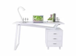 Bureau Informatique Design Avec Tiroirs De Rangement - Couleur Blanc