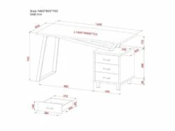 Bureau Informatique Design Avec Tiroirs De Rangement - Couleur Blanc -DECO Ventes meuble bureau 19192771