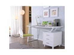 Bureau Informatique Design Avec Tiroirs De Rangement - Couleur Blanc -DECO Ventes meuble bureau 19192773