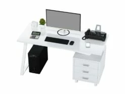 Bureau Informatique Design Avec Tiroirs De Rangement - Couleur Blanc -DECO Ventes meuble bureau 19192777