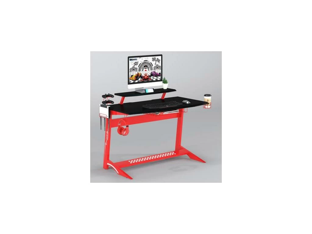 Bureau Gaming Taroudant Rouge/Noir 5 Bureau Gaming Taroudant Rouge/Noir – Image 3