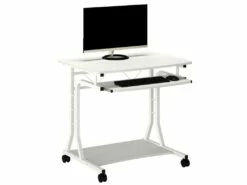 Petit Bureau Informatique - Roulant - Bois Blanc