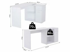 Bureau Informatique Multi Rangements Nito Blanc -DECO Ventes meuble bureau 19193169