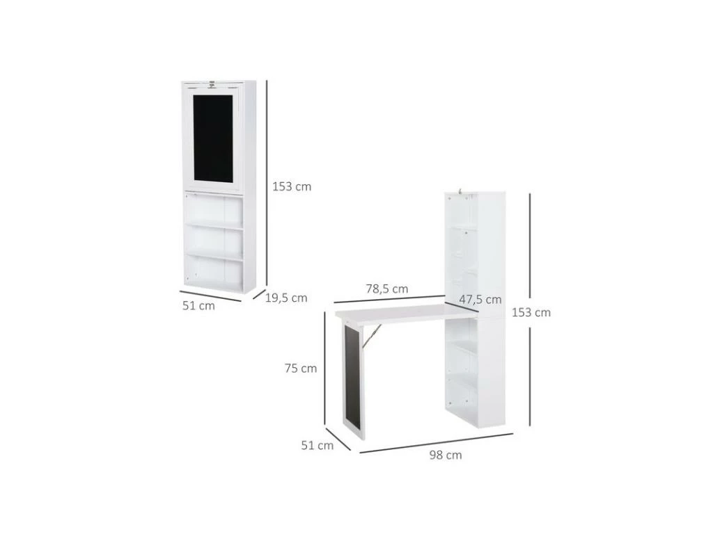 Bureau Mural Bibliothèque FLORY Blanc 5 Bureau Mural Bibliothèque FLORY Blanc – Image 3