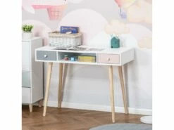Bureau Scandinave Enfant ALIX Blanc Rose Gris -DECO Ventes meuble bureau 19193595