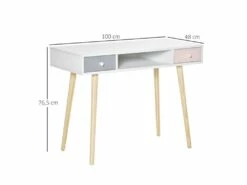 Bureau Scandinave Enfant ALIX Blanc Rose Gris -DECO Ventes meuble bureau 19193597