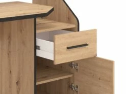 Bureau Avec Rangements - Coloris : Naturel Et Noir - JUVALO -DECO Ventes meuble bureau 19785691