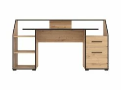 Bureau Avec Rangements - Coloris : Naturel Et Noir - JUVALO -DECO Ventes meuble bureau 19785699