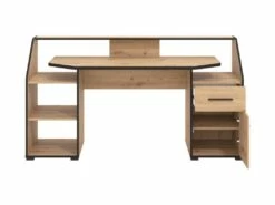 Bureau Avec Rangements - Coloris : Naturel Et Noir - JUVALO -DECO Ventes meuble bureau 19785701