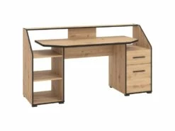 Bureau Avec Rangements - Coloris : Naturel Et Noir - JUVALO -DECO Ventes meuble bureau 19785711