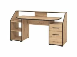 Bureau Avec Rangements - Coloris : Naturel Et Noir - JUVALO -DECO Ventes meuble bureau 19785713