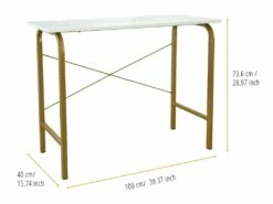 40" Table De Bureau À Domicile Avec Plateau En Faux Marbre Et Cadre En Laiton -DECO Ventes meuble bureau 21284789