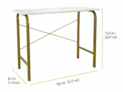 40" Table De Bureau À Domicile Avec Plateau En Faux Marbre Et Cadre En Laiton -DECO Ventes meuble bureau 21284791