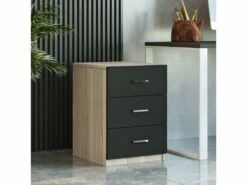 Commode De Bureau 3 Tiroirs - Venprodin 45 Cm-Chêne-Noir -DECO Ventes meuble bureau 21306473