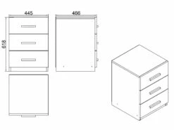 Commode De Bureau 3 Tiroirs - Venprodin 45 Cm-Chêne-Noir -DECO Ventes meuble bureau 21306479