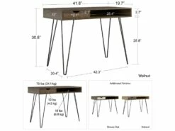 Bureau 1 Tiroir En HDF Marron Et Chêne -DECO Ventes meuble bureau 21580481